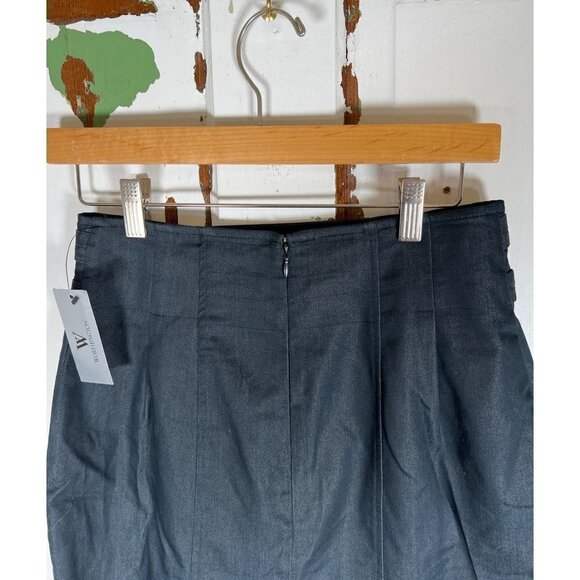 NWT VTG Worthington Womens Size 6 Charcoal Denim Pencil Skirt Side Belt Zippers - Picture 6 of 14
